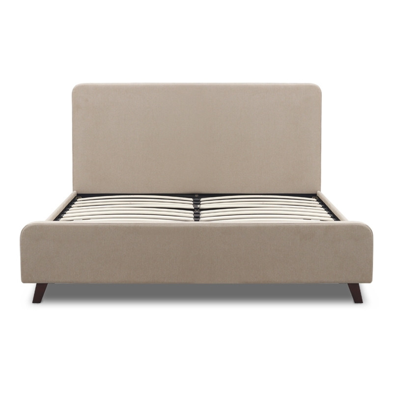 Κρεβάτι Ovelia Megapap υφασμάτινο χρώμα μπεζ 140x190εκ.