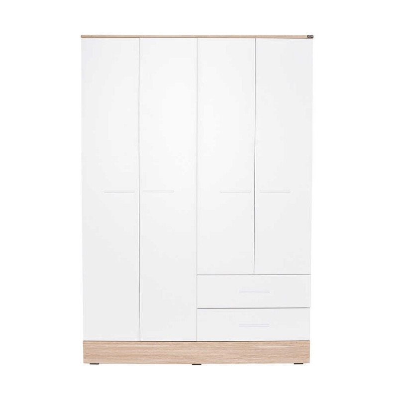 Ντουλάπα ρούχων Base Megapap τετράφυλλη με συρτάρια χρώμα λευκό - sonoma 137x52x198εκ.