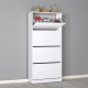 Παπουτσοθήκη Flat Duo Megapap 24 ζευγών χρώμα λευκό 73x26x157εκ.