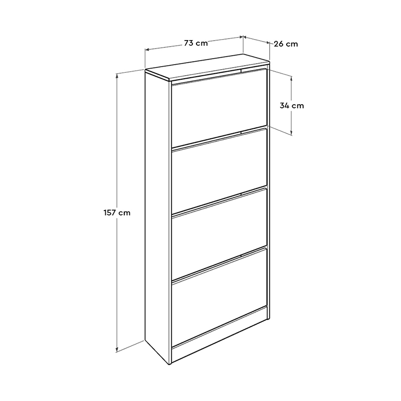 Παπουτσοθήκη Flat Duo Megapap 24 ζευγών χρώμα λευκό 73x26x157εκ.