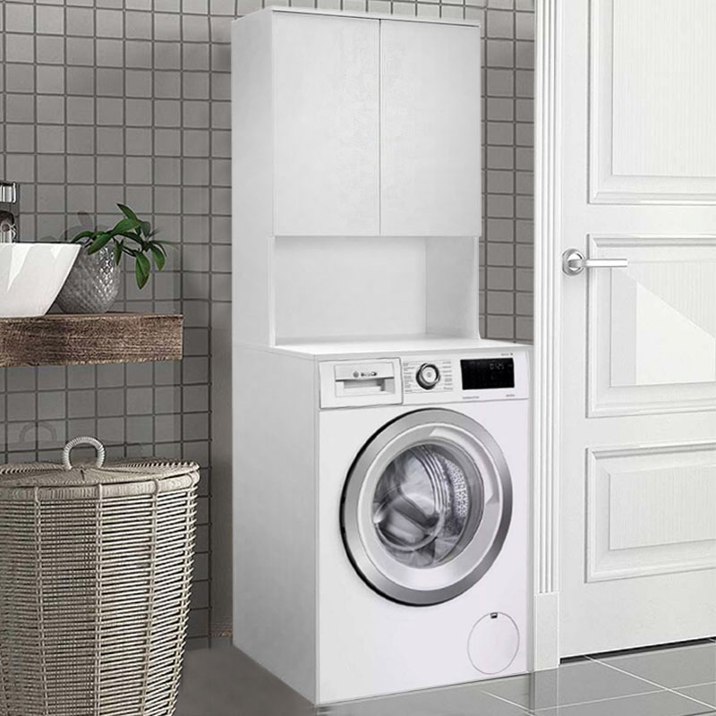 Έπιπλο πλυντηρίου Ceza Megapap χρώμα λευκό 65x60x182εκ. Έπιπλο πλυντηρίου Ceza Megapap χρώμα λευκό 65x60x182εκ.