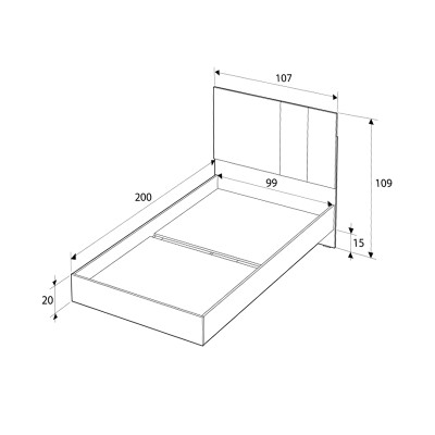 Κρεβάτι Terra Megapap χρώμα florida oak 100x200εκ.