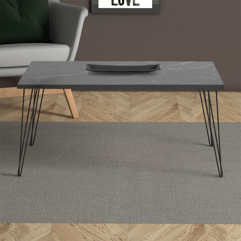 Τραπεζάκι σαλονιού Fiona Megapap χρώμα μαύρο εφέ μαρμάρου 90x55x43εκ.