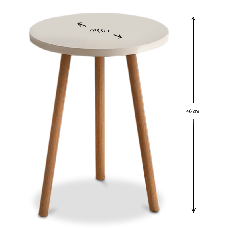 Βοηθητικό τραπεζάκι Roma Megapap χρώμα κρεμ 33,5x33,5x46εκ.