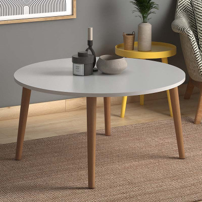 Τραπεζάκι σαλονιού Circle Megapap χρώμα λευκό 90x90x40εκ.