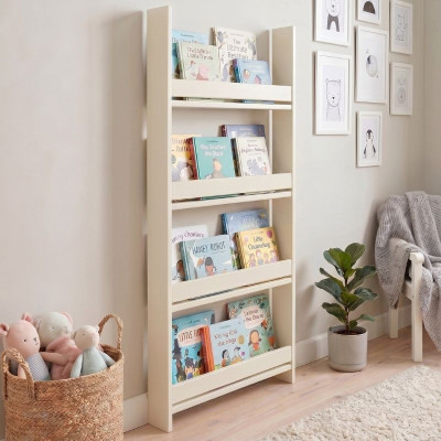 Επιτοίχια βιβλιοθήκη - ραφιέρα Montessori Megapap χρώμα κρεμ 60x10x120εκ.