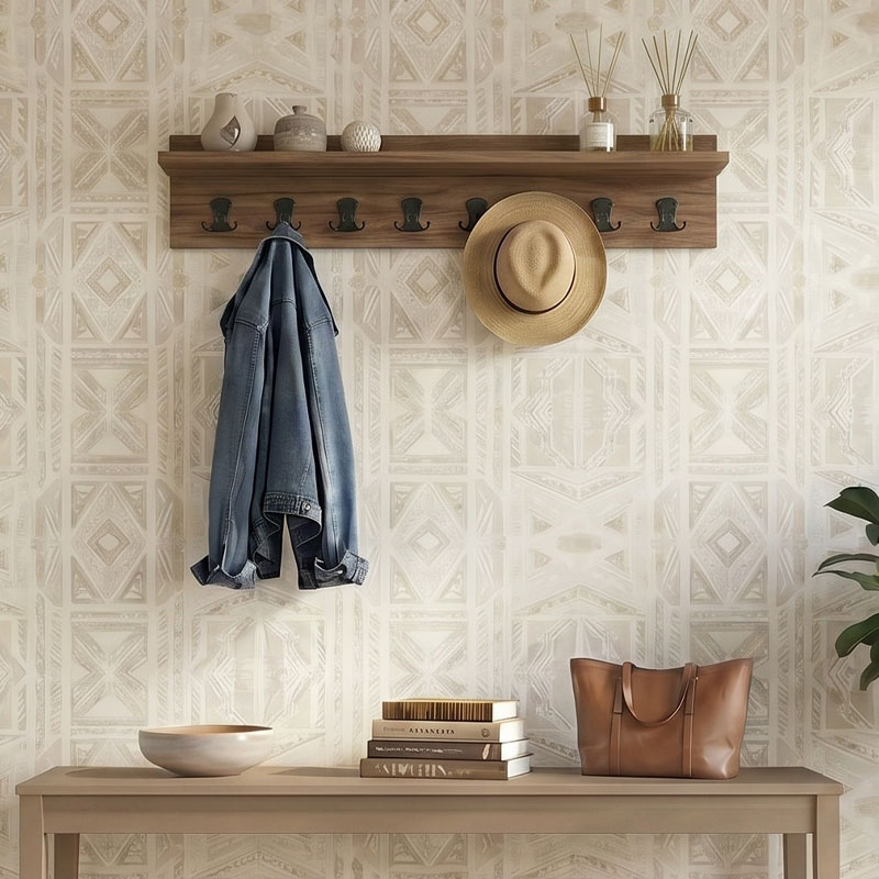 Κρεμάστρα τοίχου Vettini Megapap χρώμα καρυδί 100x12x20εκ.