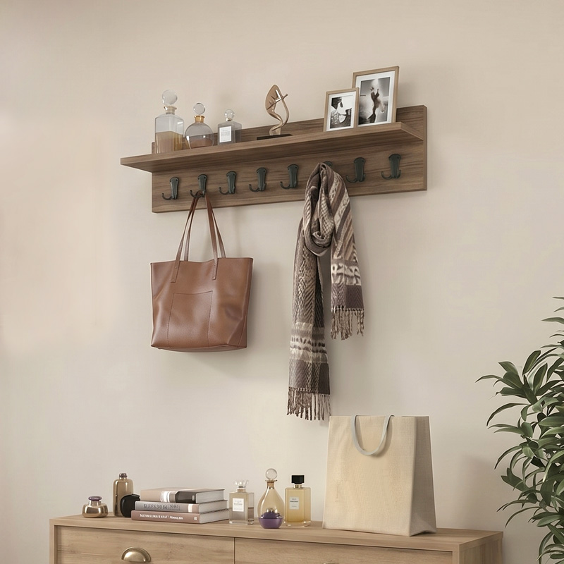 Κρεμάστρα τοίχου Vettini Megapap χρώμα καρυδί 100x12x20εκ.