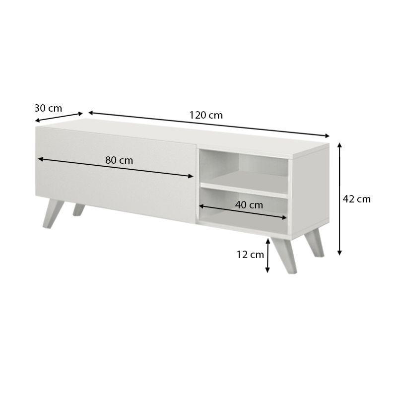 Έπιπλο τηλεόρασης Space Megapap χρώμα λευκό 120x30x42εκ.
