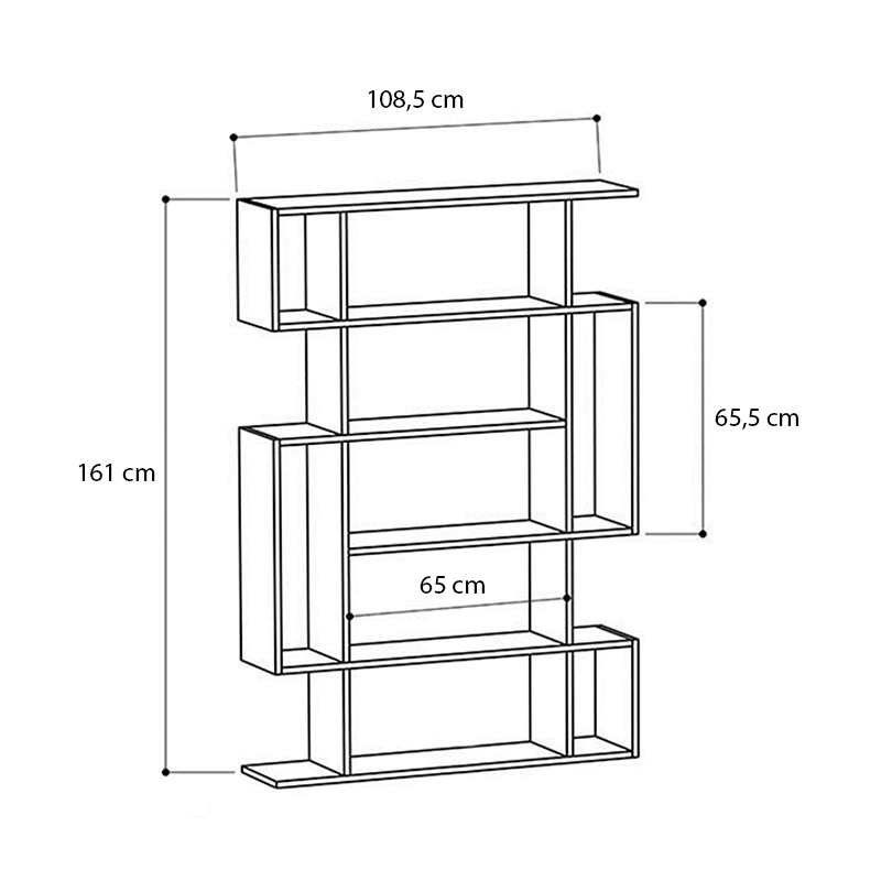 Βιβλιοθήκη Clint Megapap χρώμα καρυδί 108,5x25,5x161εκ.