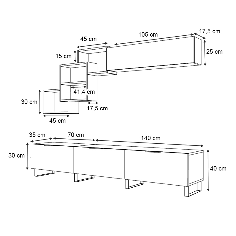Σύνθεση τηλεόρασης Heydar Megapap χρώμα καρυδί 210x35x40εκ. Σύνθεση τηλεόρασης Heydar Megapap χρώμα καρυδί 210x35x40εκ.