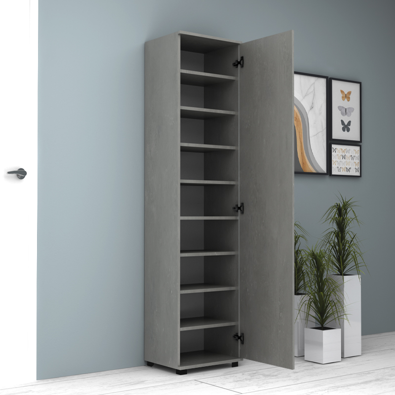 Ντουλάπα ρούχων - παπουτσοθήκη Visla Megapap μονόφυλλη με καθρέπτη χρώμα γκρι σκυροδέματος 45x36x187εκ. Ντουλάπα ρούχων - παπουτσοθήκη Visla Megapap μονόφυλλη με καθρέπτη χρώμα γκρι σκυροδέματος 45x36x187εκ.