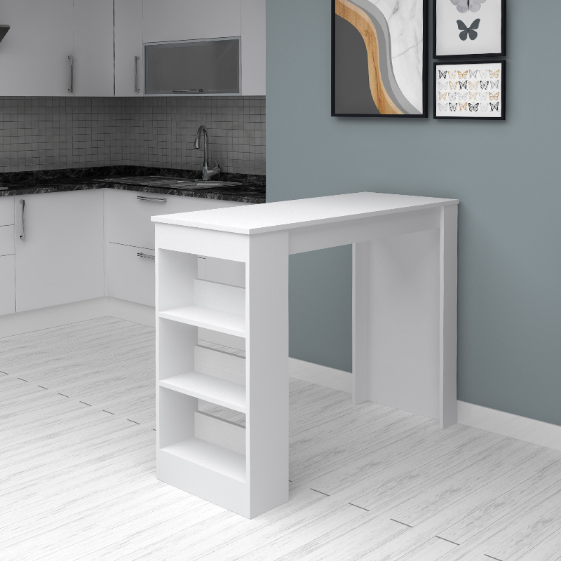 Τραπέζι μπαρ Deep Megapap χρώμα λευκό 120x50x100εκ. SPC 133 RD ΚΑΛΩΔΙΩΣΗ ΜΕ ΜΠΟΥΤΟΝ ΔΑΠΕΔΟΥ ΣΟΥΚΟ 3Μ