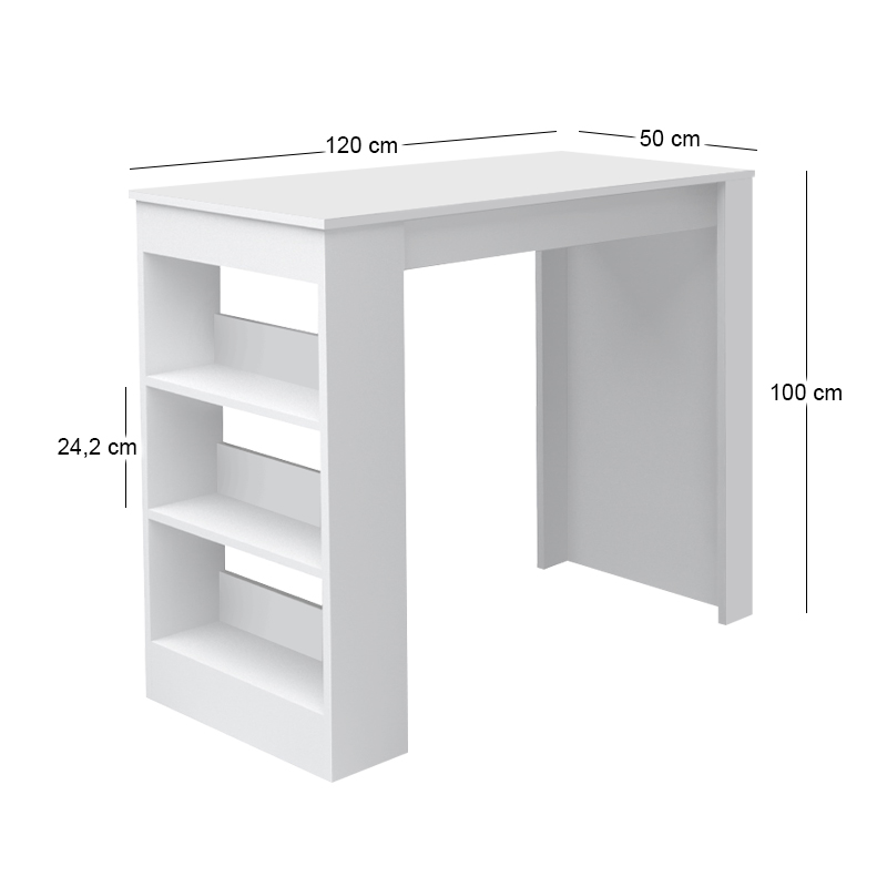 Τραπέζι μπαρ Deep Megapap χρώμα λευκό 120x50x100εκ. SPC 133 RD ΚΑΛΩΔΙΩΣΗ ΜΕ ΜΠΟΥΤΟΝ ΔΑΠΕΔΟΥ ΣΟΥΚΟ 3Μ