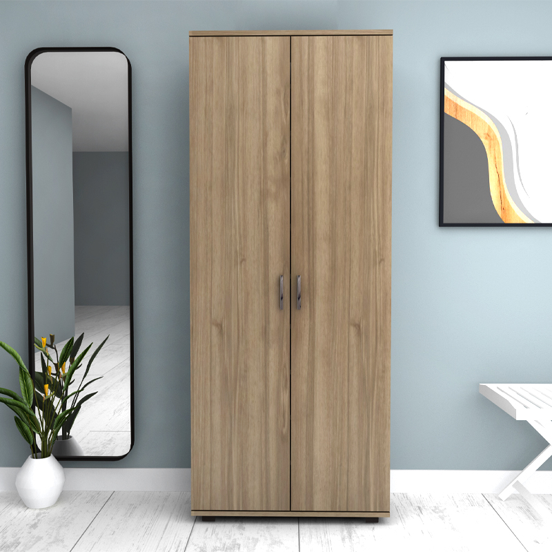 Ντουλάπα ρούχων - παπουτσοθήκη Eric Megapap δίφυλλη χρώμα καρυδί 76x36x187εκ.