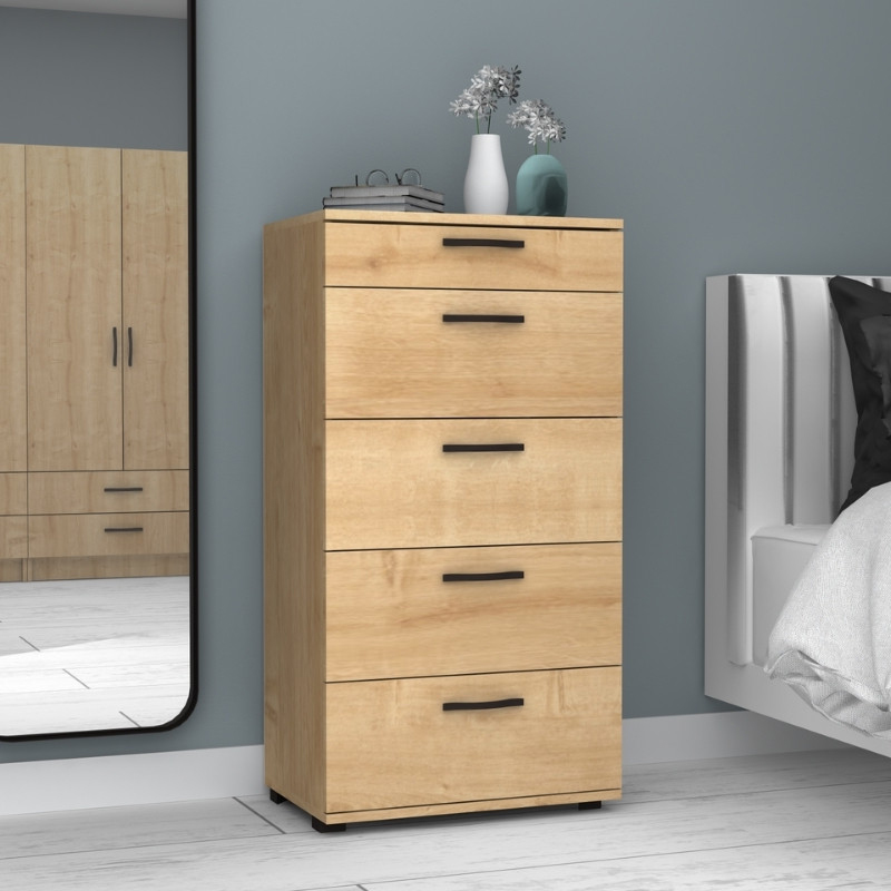 Συρταριέρα Helia Megapap χρώμα φυσικό οξιάς 60x44x108εκ.