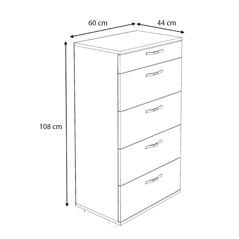 Συρταριέρα Helia Megapap χρώμα λευκό 60x44x108εκ.