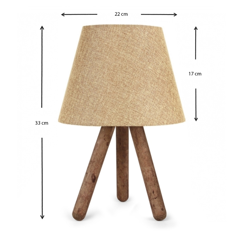 Φωτιστικό επιτραπέζιο Lander Megapap E27 ύφασμα Pvc - ξύλο χρώμα μπεζ - καφέ 22x17x33εκ.