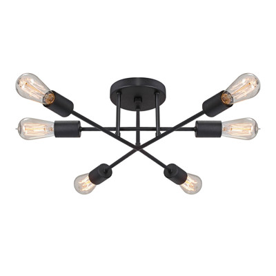 Φωτιστικό οροφής Helga Megapap E27 μεταλλικό εξάφωτο χρώμα μαύρο 50x12x20εκ.