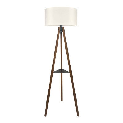 Φωτιστικό δαπέδου Thomas Megapap E27 Mdf/ύφασμα Pvc χρώμα καρυδί - κρεμ 38x38x135εκ.