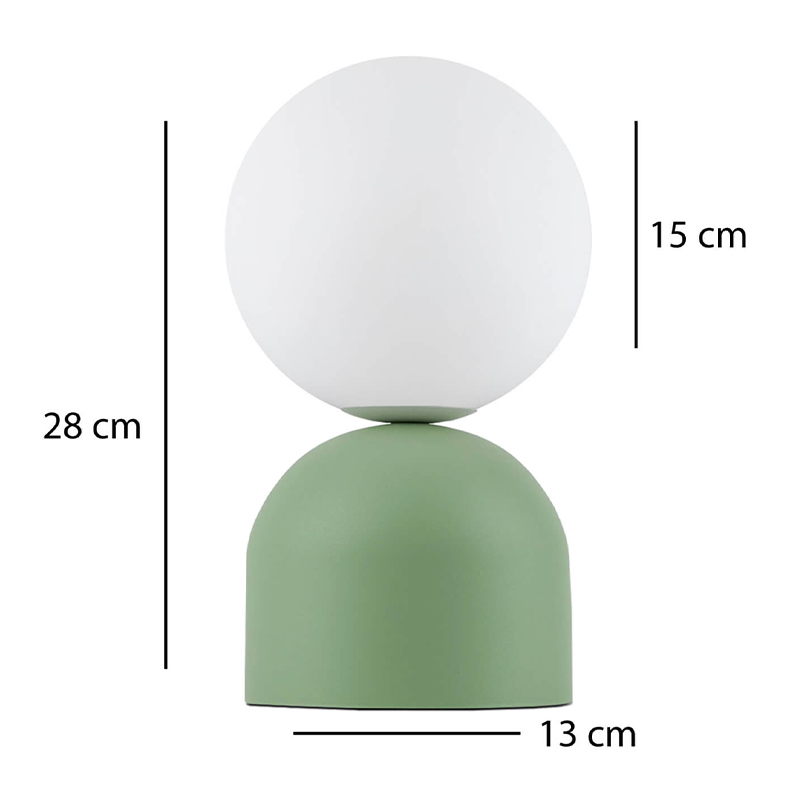 Φωτιστικό επιτραπέζιο Albus Megapap E14 μεταλλικό - γυάλινο χρώμα πράσινο - λευκό Ø13x28εκ.