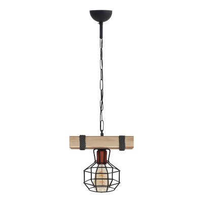 Φωτιστικό οροφής Lumenia Megapap E27 ξύλινο - μεταλλικό μονόφωτο χρώμα φυσικό - μαύρο 25x14x80εκ.