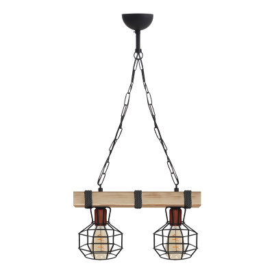 Φωτιστικό οροφής Lumenia Megapap E27 ξύλινο - μεταλλικό δίφωτο χρώμα φυσικό - μαύρο 40x14x80εκ.