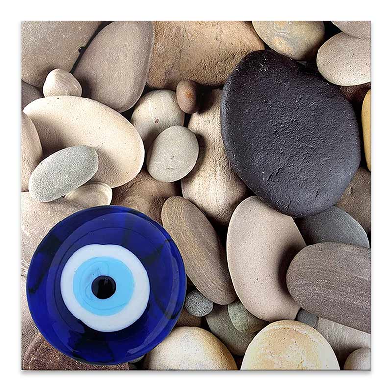 Πίνακας σε καμβά Evil Eye Beads And Stones Megapap ψηφιακής εκτύπωσης 50x50x3εκ.