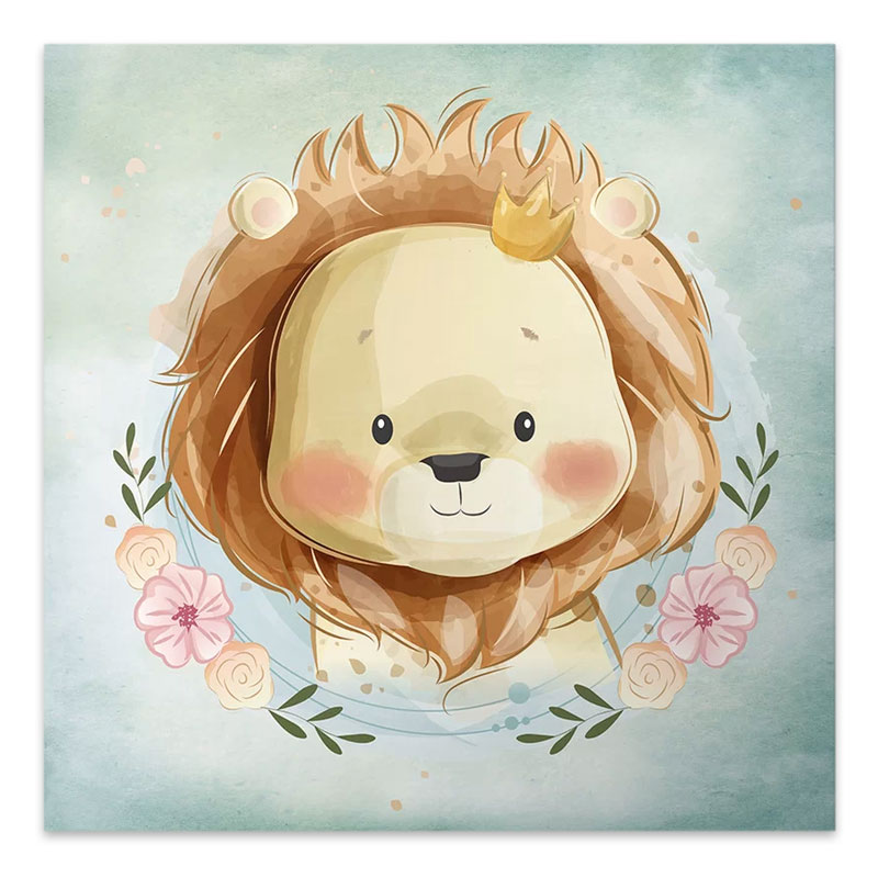 Πίνακας σε καμβά Baby Lion Megapap ψηφιακής εκτύπωσης 40x40x3εκ.