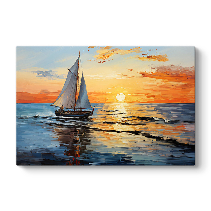 Πίνακας σε καμβά Fisherman at the sunset Megapap ψηφιακής εκτύπωσης 120x60x3εκ.