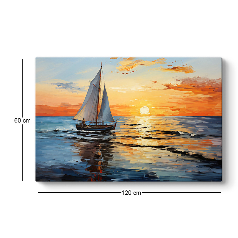 Πίνακας σε καμβά Fisherman at the sunset Megapap ψηφιακής εκτύπωσης 120x60x3εκ.
