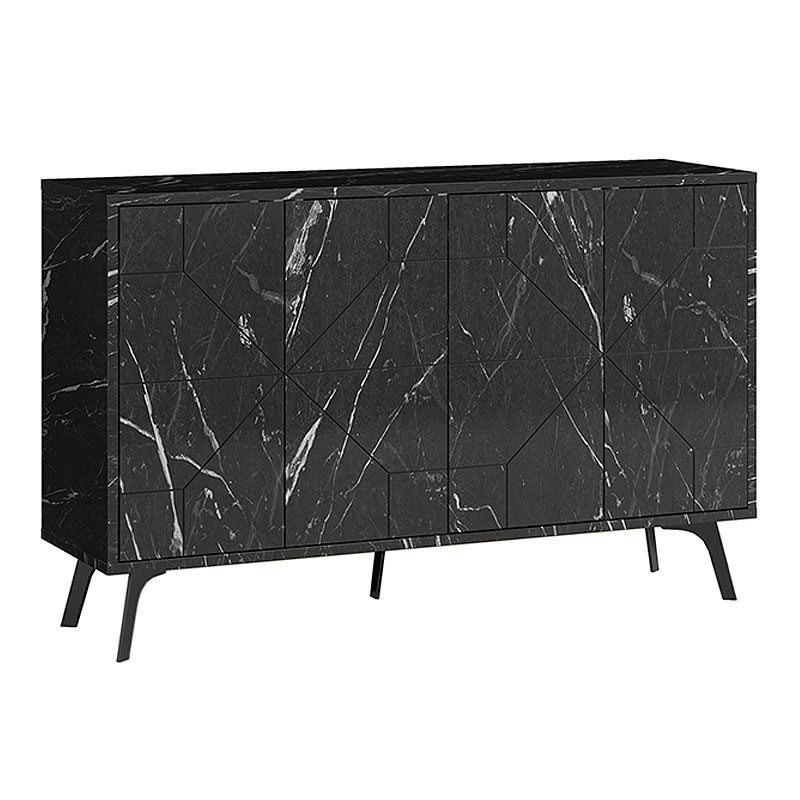 Μπουφές Dune Megapap χρώμα μαύρο εφέ μαρμάρου 123x35x77,4εκ.