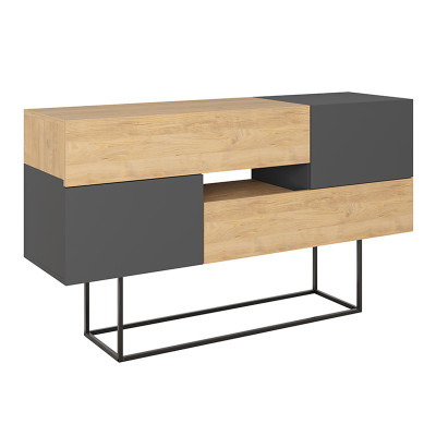 Μπουφές Eros Megapap sapphire oak - ανθρακί 145x40x82εκ.