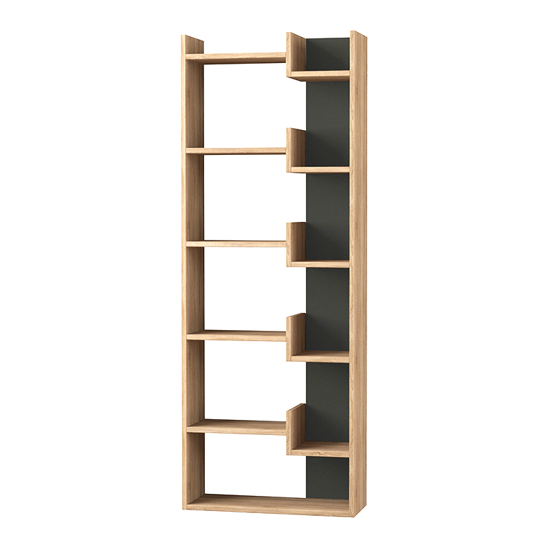 Βιβλιοθήκη Oppa Megapap χρώμα φυσικό οξιάς/ανθρακί 60x22x162εκ.