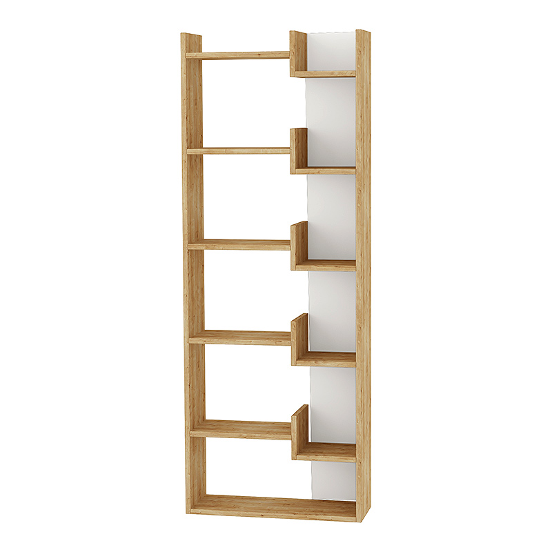 Βιβλιοθήκη Oppa Megapap χρώμα φυσικό οξιάς/λευκό 60x22x162εκ.