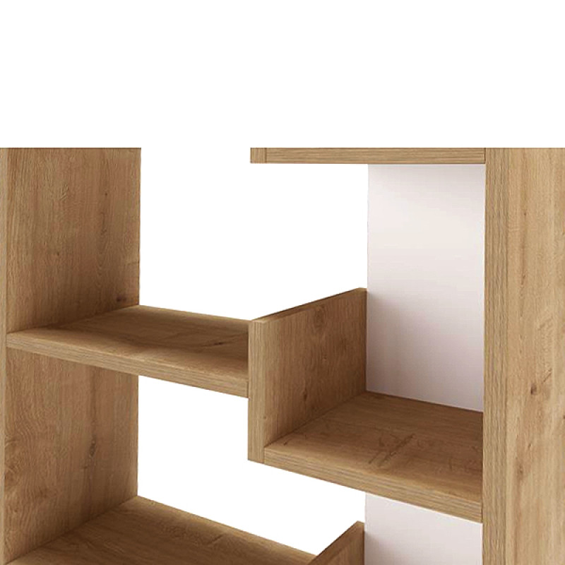 Βιβλιοθήκη Oppa Megapap χρώμα φυσικό οξιάς/λευκό 60x22x162εκ.