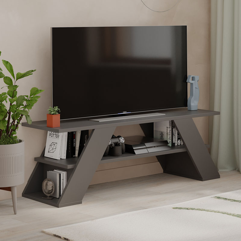 Έπιπλο τηλεόρασης Farfalla Megapap χρώμα ανθρακί 120x33,5x40εκ.