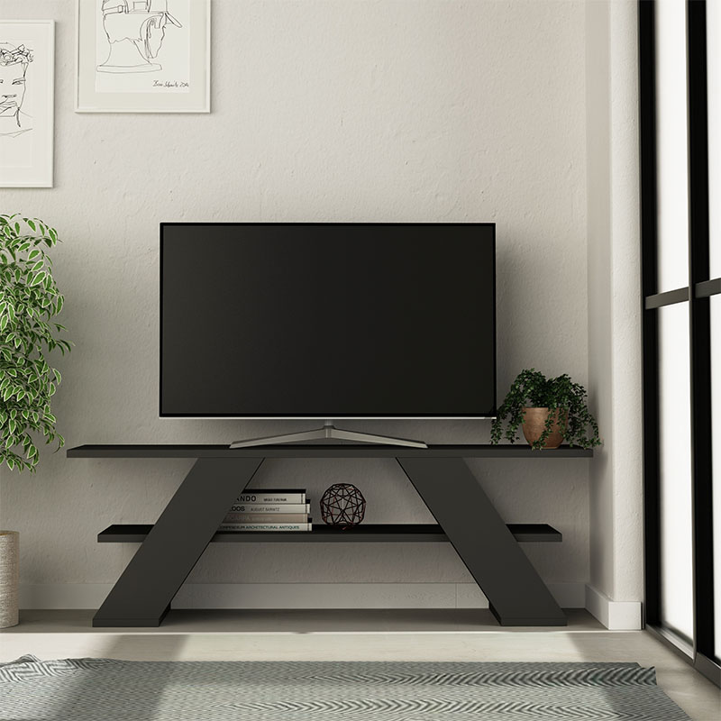 Έπιπλο τηλεόρασης Farfalla Megapap χρώμα ανθρακί 120x33,5x40εκ.