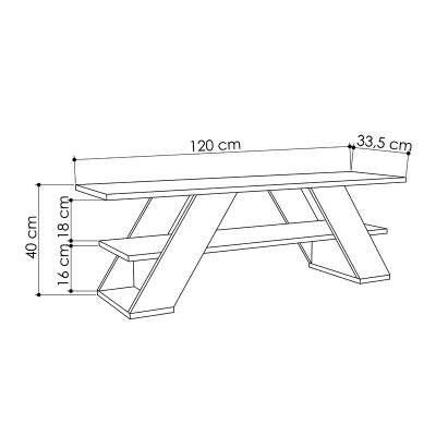 Έπιπλο τηλεόρασης Farfalla Megapap χρώμα ανθρακί 120x33,5x40εκ.
