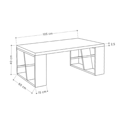 Τραπεζάκι σαλονιού Honey Megapap χρώμα γκρι ρετρό - λευκό 105x60x40εκ.