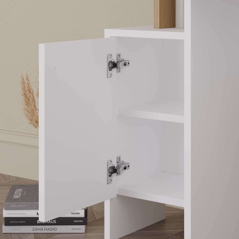 Τουαλέτα με καθρέπτη Mup Megapap χρώμα λευκό - φυσικό οξιάς 105x35x151εκ.