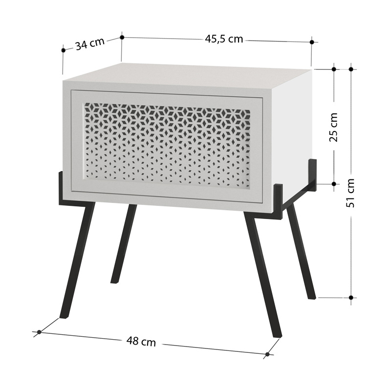 Κομοδίνο Naive Megapap χρώμα λευκό 48x34x51εκ.