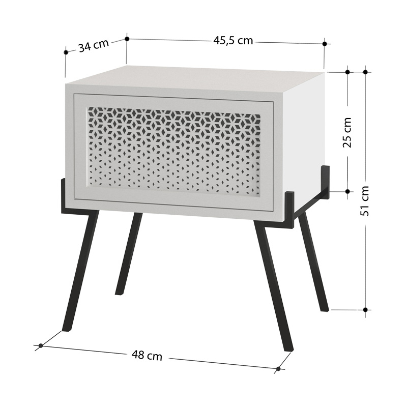 Κομοδίνο Naive Megapap χρώμα λευκό 48x34x51εκ.