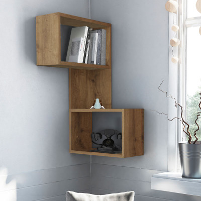 Ραφιέρα τοίχου γωνιακή Part Megapap χρώμα ανοιχτό καρυδί 47x20x82εκ. Ραφιέρα τοίχου γωνιακή Part Megapap χρώμα ανοιχτό καρυδί 47x20x82εκ.