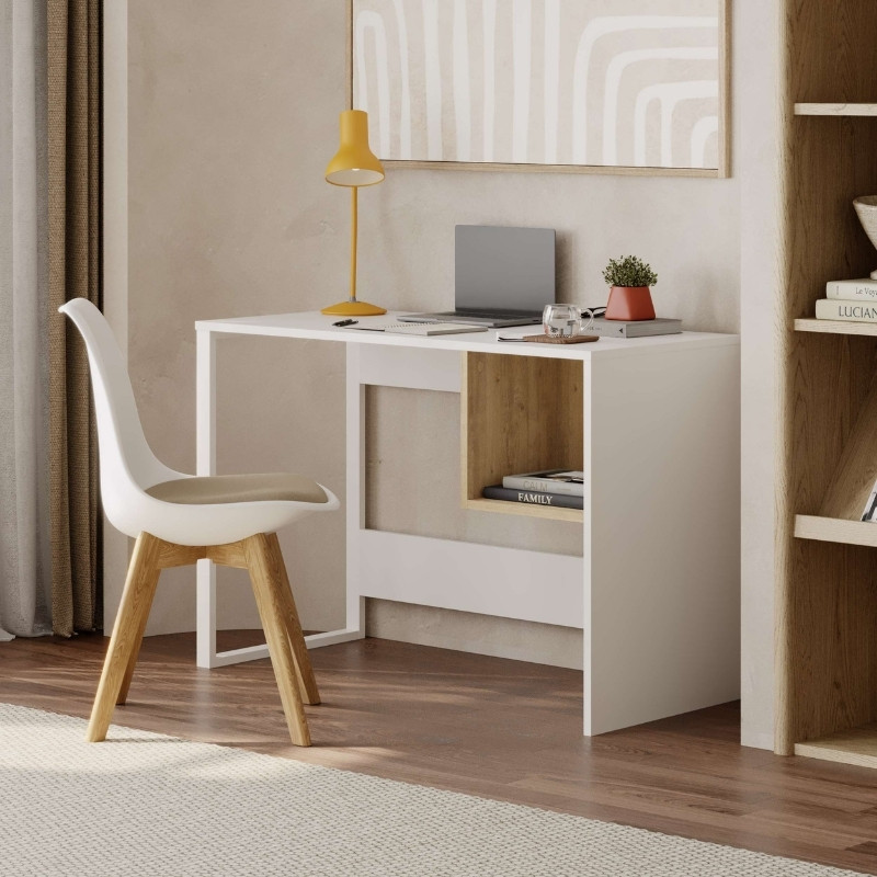 Γραφείο εργασίας Cubo Megapap χρώμα λευκό - sapphire oak 110x50x75εκ. Γραφείο εργασίας Cubo Megapap χρώμα λευκό - sapphire oak 110x50x75εκ.