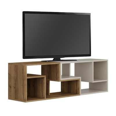 Έπιπλο τηλεόρασης Glis Megapap πολυμορφικό χρώμα ανοιχτό καρυδί - sandstone 145x35x44,8εκ.