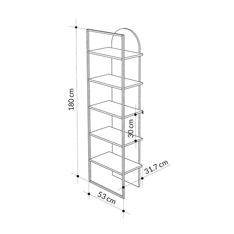 Βιβλιοθήκη Archy Megapap χρώμα ανοιχτό καρυδί 53x31,7x180εκ.