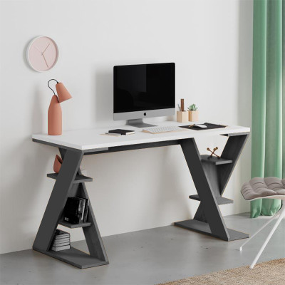 Γραφείο εργασίας Papillon Megapap χρώμα ανθρακί - λευκό 137x60x75εκ Γραφείο εργασίας Papillon Megapap χρώμα ανθρακί - λευκό 137x60x75εκ