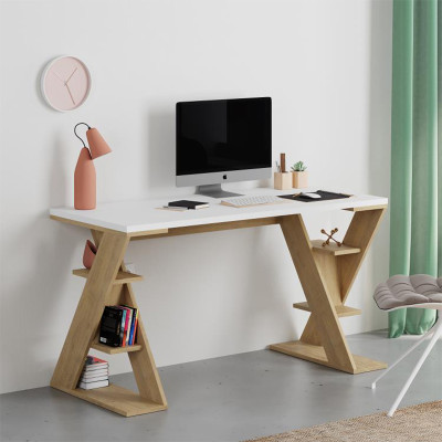 Γραφείο εργασίας Papillon Megapap χρώμα sapphire oak - λευκό 137x60x75εκ Γραφείο εργασίας Papillon Megapap χρώμα sapphire oak - λευκό 137x60x75εκ