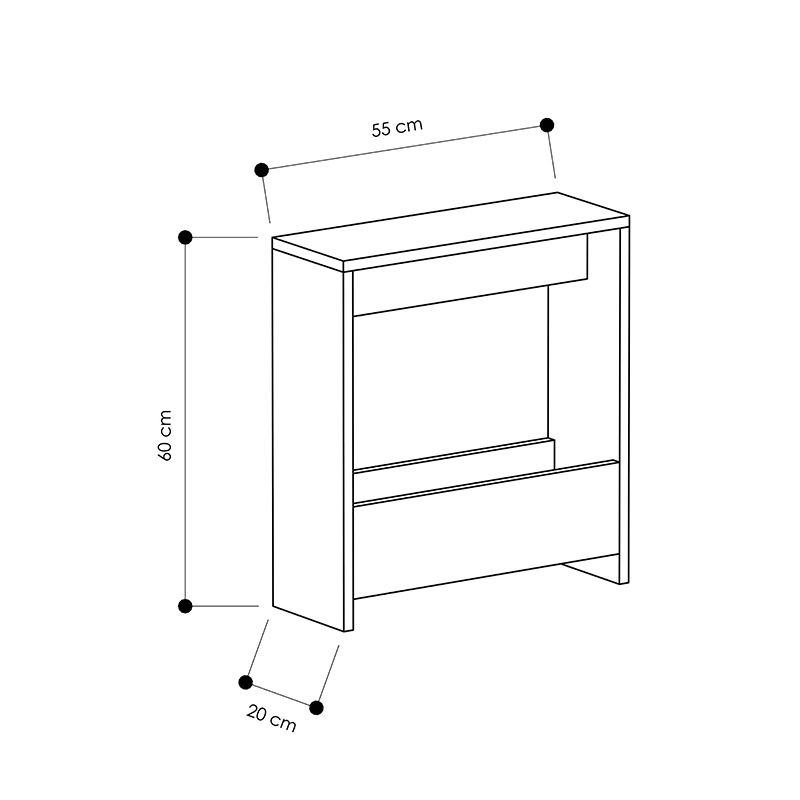 Τραπεζάκι βοηθητικό Simpi Megapap χρώμα ανοιχτό καρυδί 55x20x60εκ.
